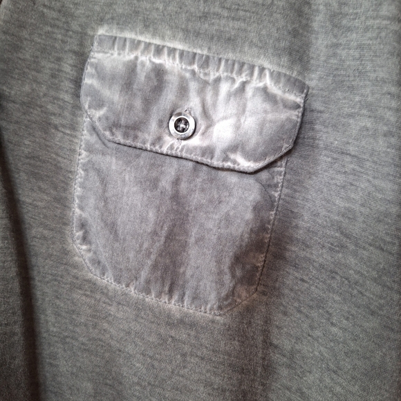 Hugo Boss Mens Raw Edge Collared Henley. Greenish Gray. Size L - Picture 3 of 8